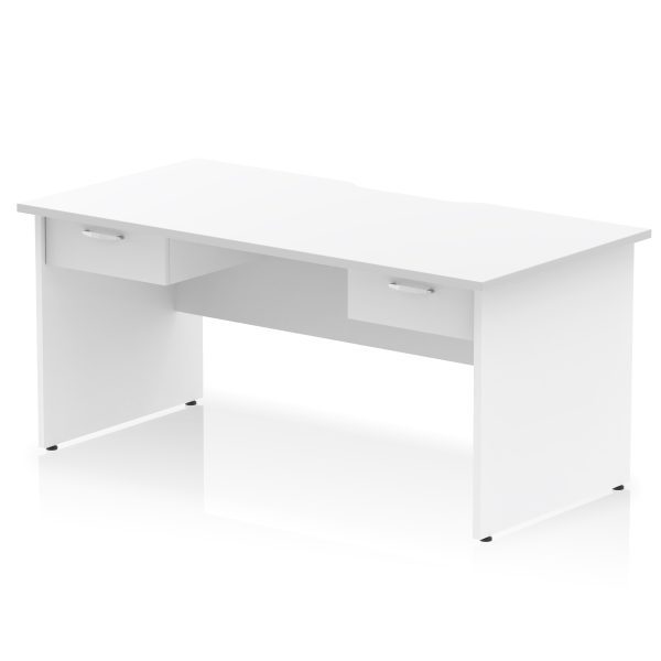 Pulse Scalloped Edge Panel End Straight Desk Frame With Two One Drawer Fixed Pedestals - Image 7