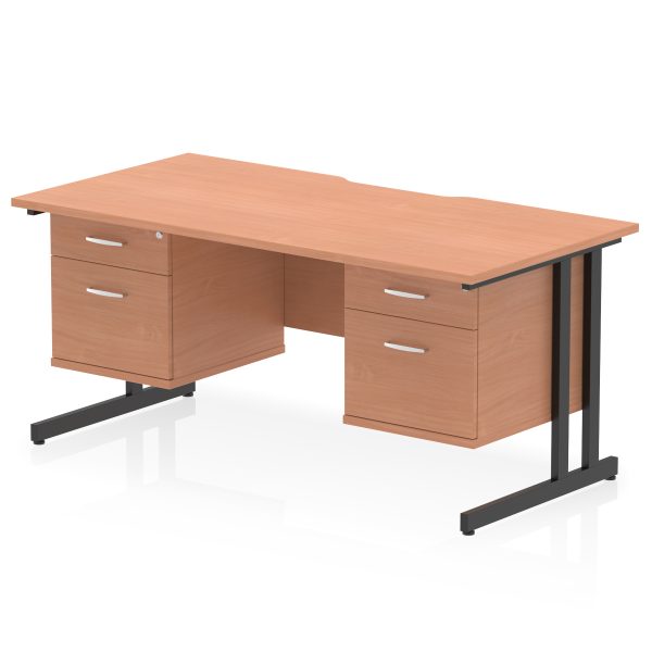 Pulse Scalloped Edge 1600mm Cantilever Straight Desk With Two Fixed Pedestal - Image 22