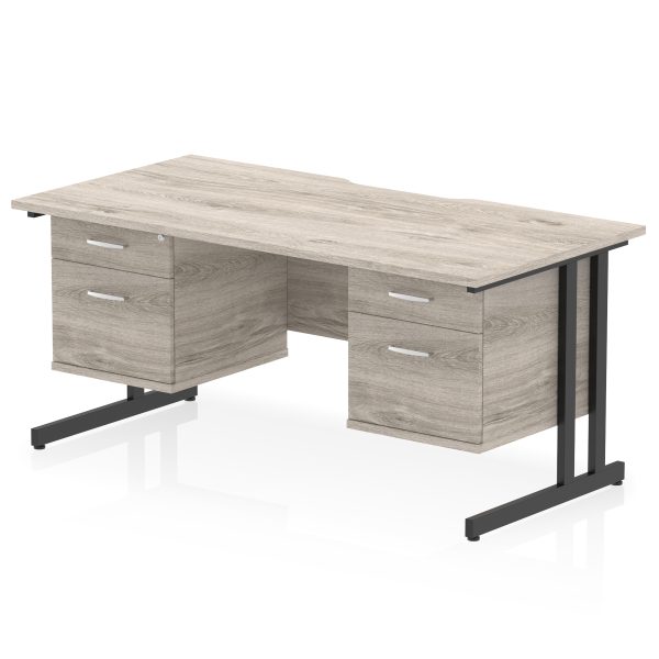 Pulse Scalloped Edge 1600mm Cantilever Straight Desk With Two Fixed Pedestal - Image 25