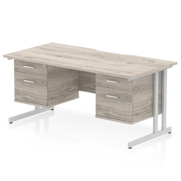 Pulse Scalloped Edge 1600mm Cantilever Straight Desk With Two Fixed Pedestal - Image 26