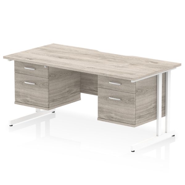 Pulse Scalloped Edge 1600mm Cantilever Straight Desk With Two Fixed Pedestal - Image 27