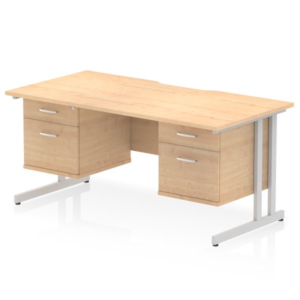 Pulse Scalloped Edge 1600mm Cantilever Straight Desk With Two Fixed Pedestal - Image 29