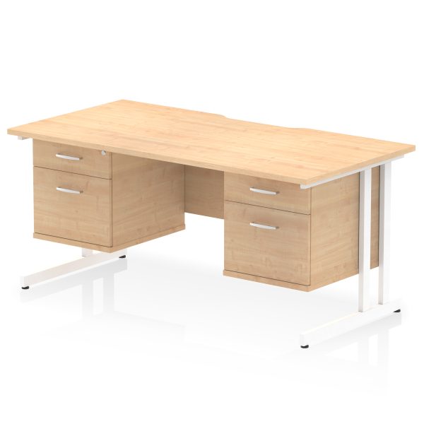 Pulse Scalloped Edge 1600mm Cantilever Straight Desk With Two Fixed Pedestal - Image 30