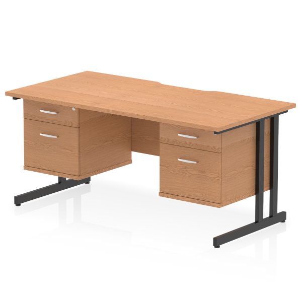Pulse Scalloped Edge 1600mm Cantilever Straight Desk With Two Fixed Pedestal - Image 31