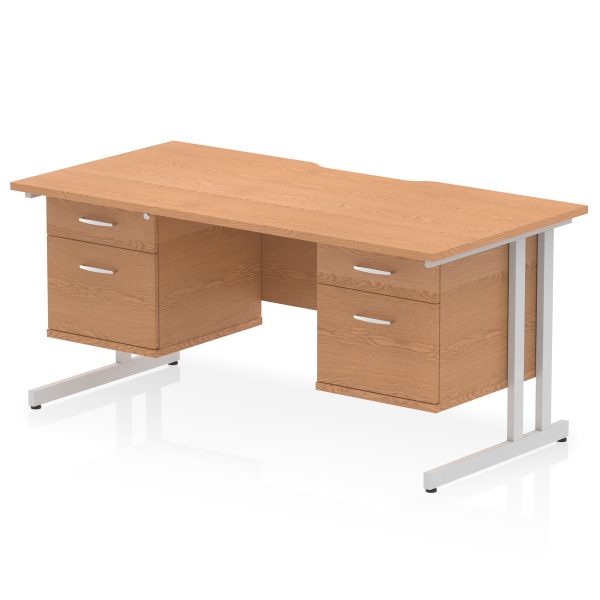 Pulse Scalloped Edge 1600mm Cantilever Straight Desk With Two Fixed Pedestal - Image 32