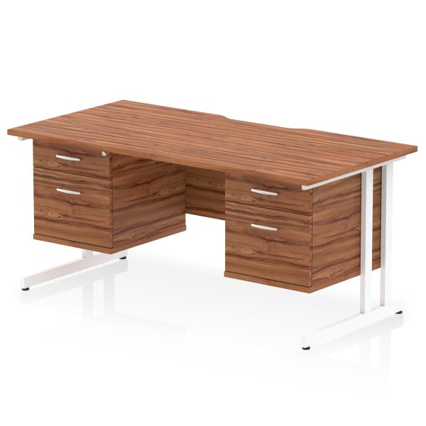 Pulse Scalloped Edge 1600mm Cantilever Straight Desk With Two Fixed Pedestal - Image 36