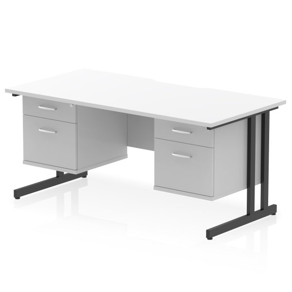 Pulse Scalloped Edge 1600mm Cantilever Straight Desk With Two Fixed Pedestal - Image 37