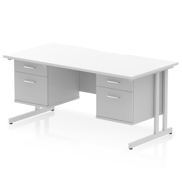 Pulse Scalloped Edge 1600mm Cantilever Straight Desk With Two Fixed Pedestal - Image 38