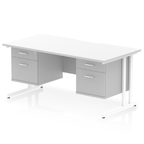 Pulse Scalloped Edge 1600mm Cantilever Straight Desk With Two Fixed Pedestal - Image 39
