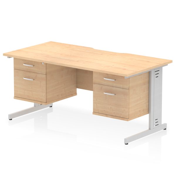 Pulse Scalloped Edge 1600mm Cable Managed Straight Desk With Two Fixed Pedestal - Image 29