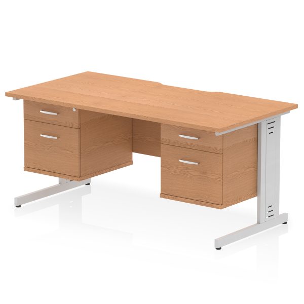 Pulse Scalloped Edge 1600mm Cable Managed Straight Desk With Two Fixed Pedestal - Image 32