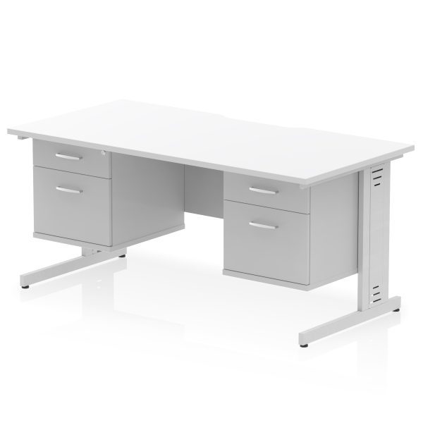 Pulse Scalloped Edge 1600mm Cable Managed Straight Desk With Two Fixed Pedestal - Image 38
