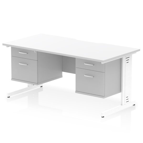 Pulse Scalloped Edge 1600mm Cable Managed Straight Desk With Two Fixed Pedestal - Image 39