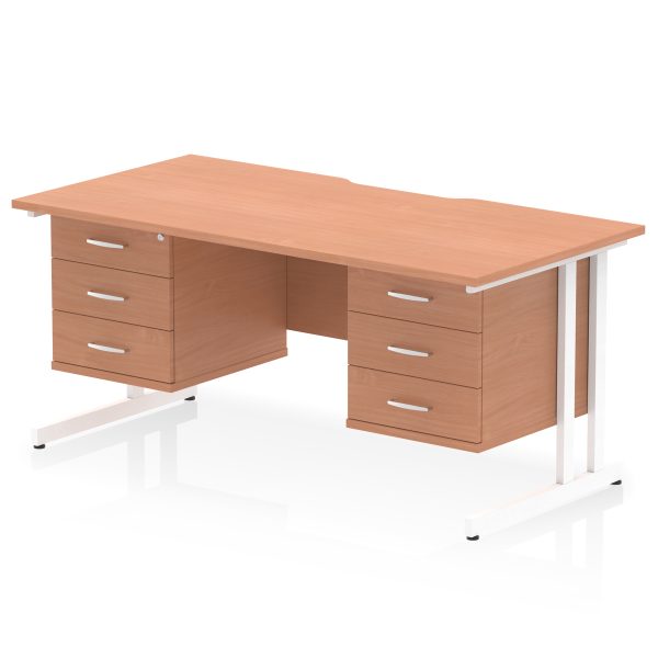 Pulse Scalloped Edge 1600mm Cantilever Straight Desk With Two Fixed Pedestal - Image 42