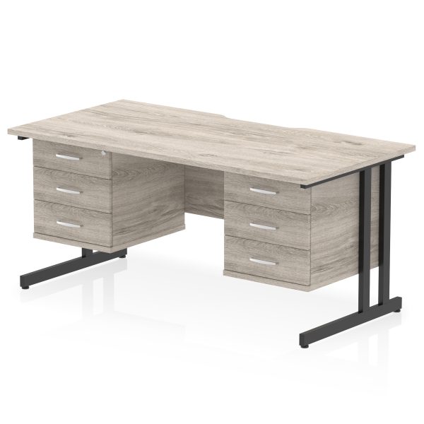 Pulse Scalloped Edge 1600mm Cantilever Straight Desk With Two Fixed Pedestal - Image 43