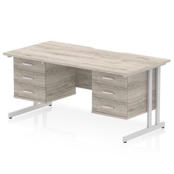 Pulse Scalloped Edge 1600mm Cantilever Straight Desk With Two Fixed Pedestal - Image 44