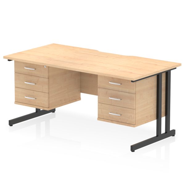 Pulse Scalloped Edge 1600mm Cantilever Straight Desk With Two Fixed Pedestal - Image 46