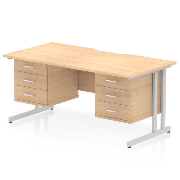 Pulse Scalloped Edge 1600mm Cantilever Straight Desk With Two Fixed Pedestal - Image 47