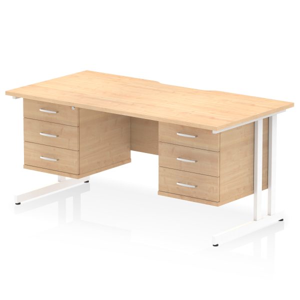 Pulse Scalloped Edge 1600mm Cantilever Straight Desk With Two Fixed Pedestal - Image 48