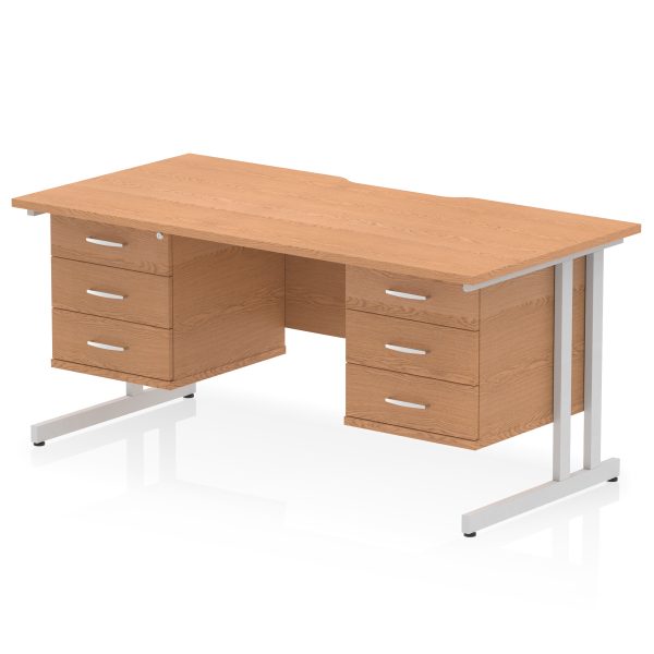 Pulse Scalloped Edge 1600mm Cantilever Straight Desk With Two Fixed Pedestal - Image 50