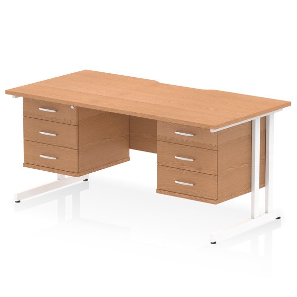 Pulse Scalloped Edge 1600mm Cantilever Straight Desk With Two Fixed Pedestal - Image 51