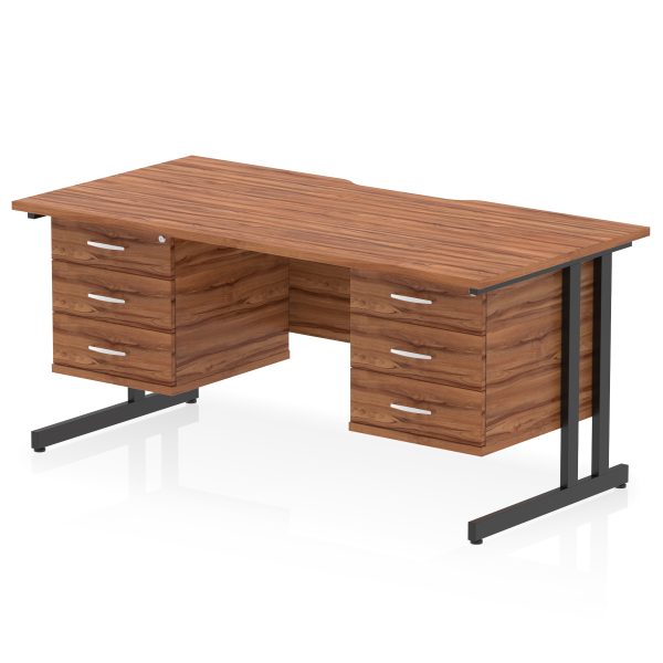 Pulse Scalloped Edge 1600mm Cantilever Straight Desk With Two Fixed Pedestal - Image 52