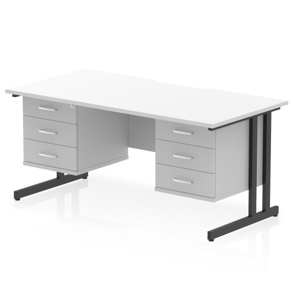 Pulse Scalloped Edge 1600mm Cantilever Straight Desk With Two Fixed Pedestal - Image 55