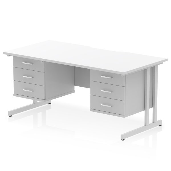 Pulse Scalloped Edge 1600mm Cantilever Straight Desk With Two Fixed Pedestal - Image 56