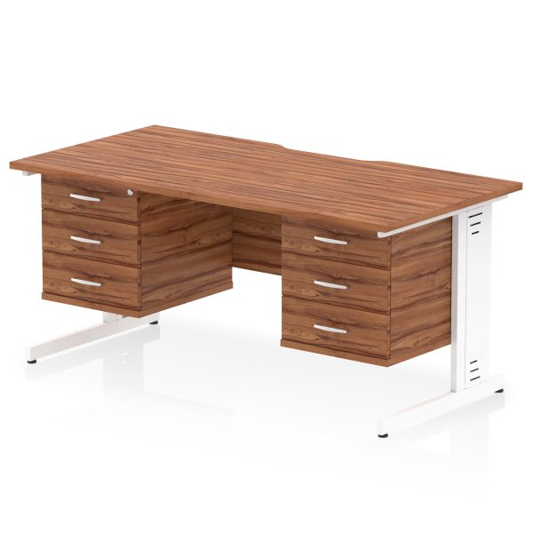 Pulse Scalloped Edge 1600mm Cable Managed Straight Desk With Two Fixed Pedestal - Image 54