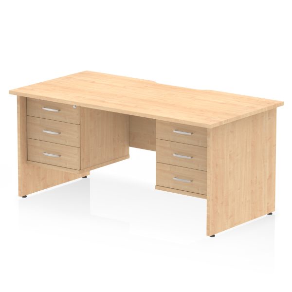 Pulse Scalloped Edge 1600mm Panel End Straight Desk With Two Fixed Pedestal - Image 28