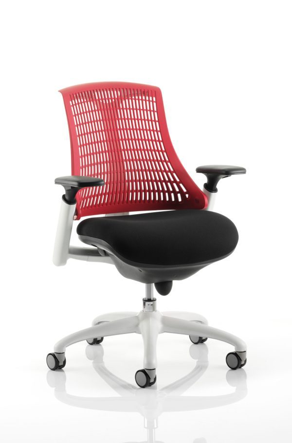 Flex Medium Back White Frame Task Operator Office Chair with Arms - Image 3