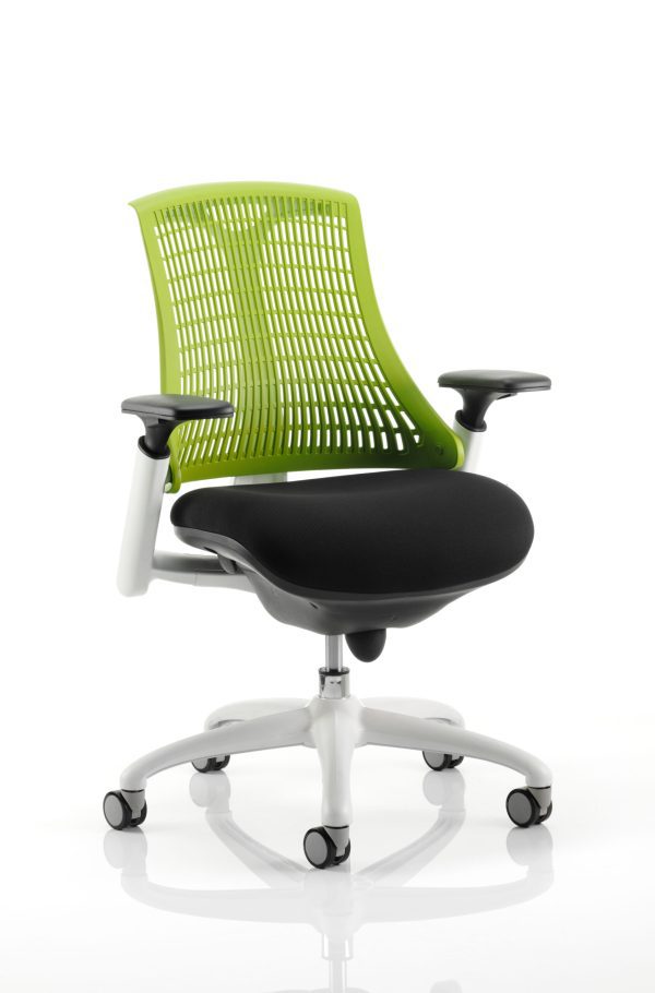 Flex Medium Back White Frame Task Operator Office Chair with Arms - Image 4