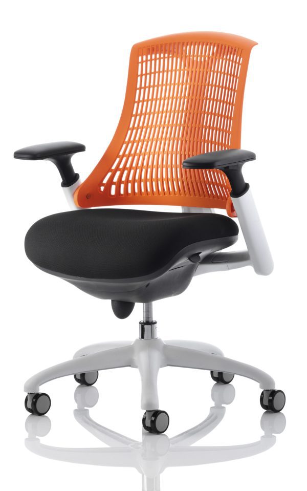 Flex Medium Back White Frame Task Operator Office Chair with Arms - Image 5