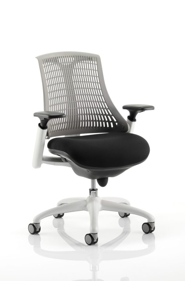 Flex Medium Back White Frame Task Operator Office Chair with Arms - Image 7
