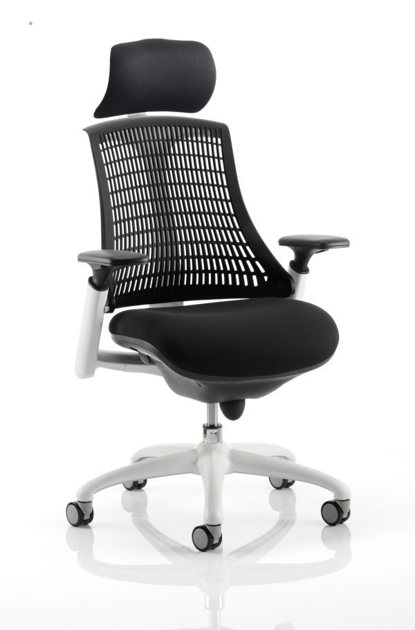 Flex Medium Back White Frame Task Operator Office Chair with Arms - Image 8