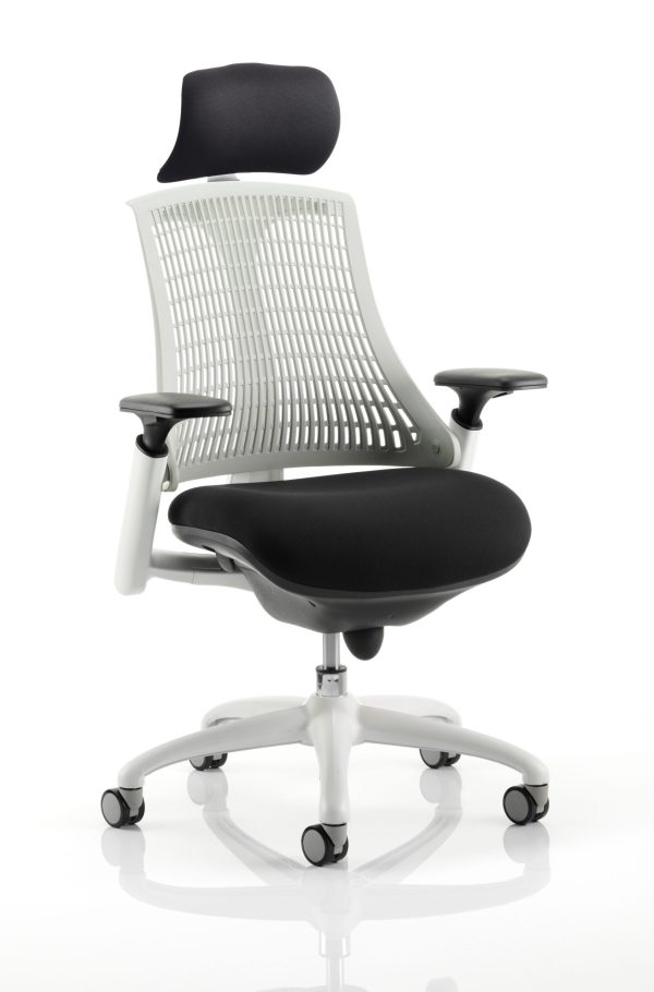Flex Medium Back White Frame Task Operator Office Chair with Arms - Image 9