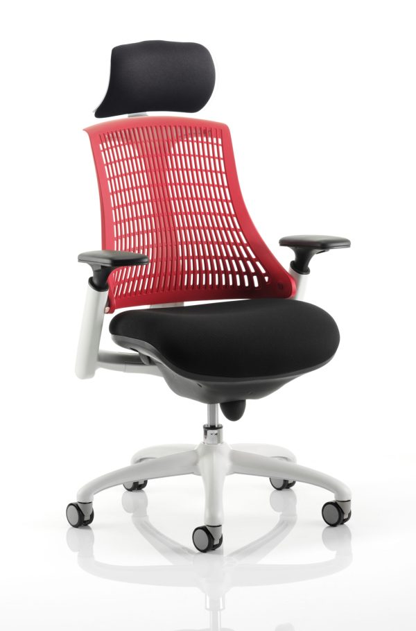 Flex Medium Back White Frame Task Operator Office Chair with Arms - Image 10