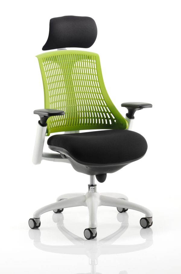 Flex Medium Back White Frame Task Operator Office Chair with Arms - Image 11