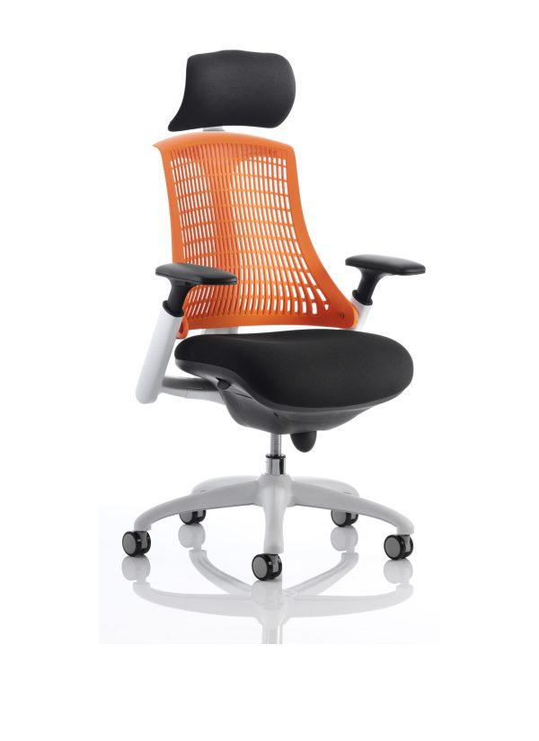 Flex Medium Back White Frame Task Operator Office Chair with Arms - Image 12
