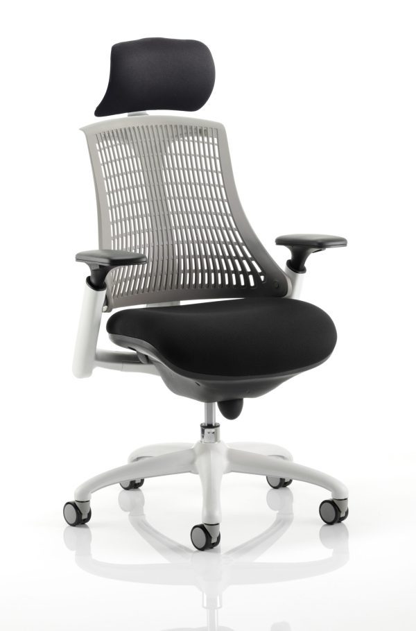 Flex Medium Back White Frame Task Operator Office Chair with Arms - Image 14