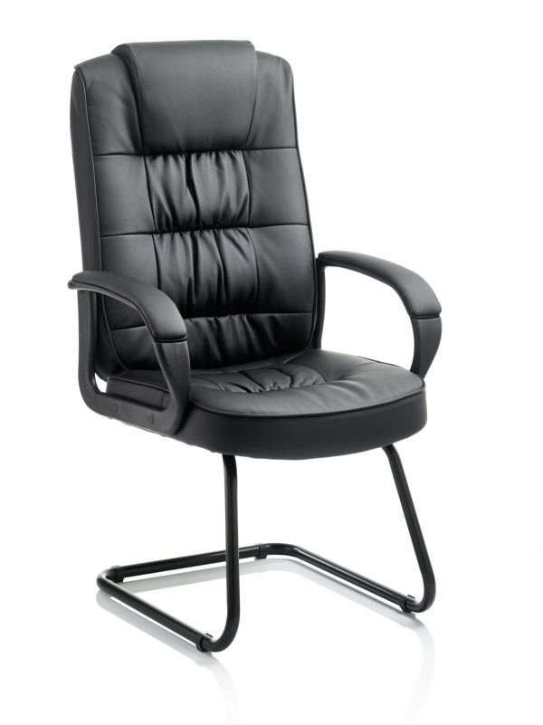 mellow Deluxe High Back Black Cantilever Visitor Chair with Arms - Image 2