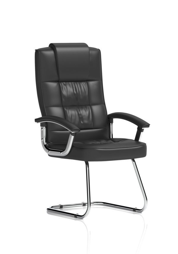 mellow Deluxe High Back Black Cantilever Visitor Chair with Arms