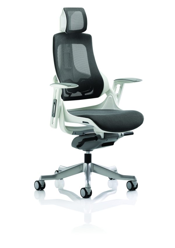 Zure High Back White Shell Executive Office Chair with Arms - Image 6