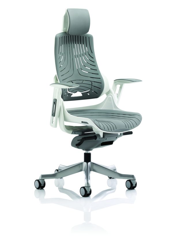 Zure High Back White Shell Executive Office Chair with Arms - Image 7