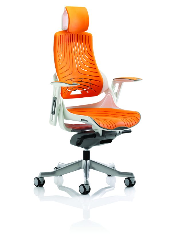 Zure High Back White Shell Executive Office Chair with Arms - Image 8