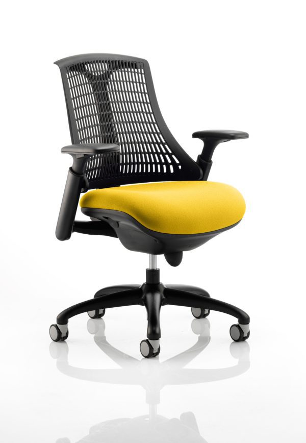 Flex Medium Back Black Frame Task Operator Office Chair with Arms - Image 12