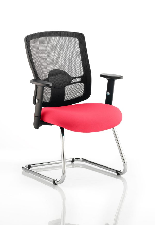 Portland Mesh Back Cantilever Visitor Chair with Arms - Image 2