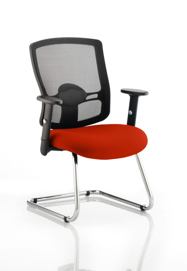Portland Mesh Back Cantilever Visitor Chair with Arms - Image 5
