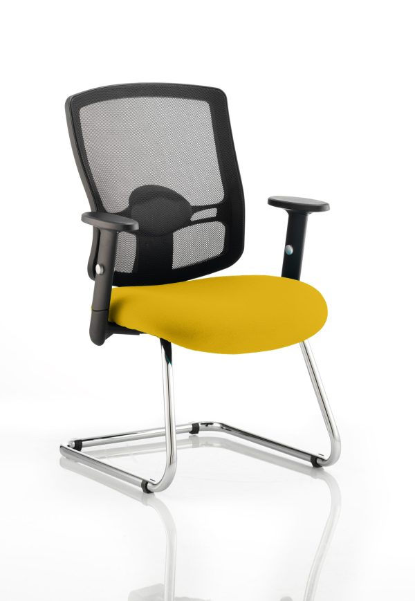 Portland Mesh Back Cantilever Visitor Chair with Arms - Image 6