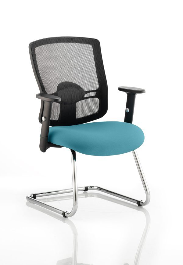 Portland Mesh Back Cantilever Visitor Chair with Arms - Image 8